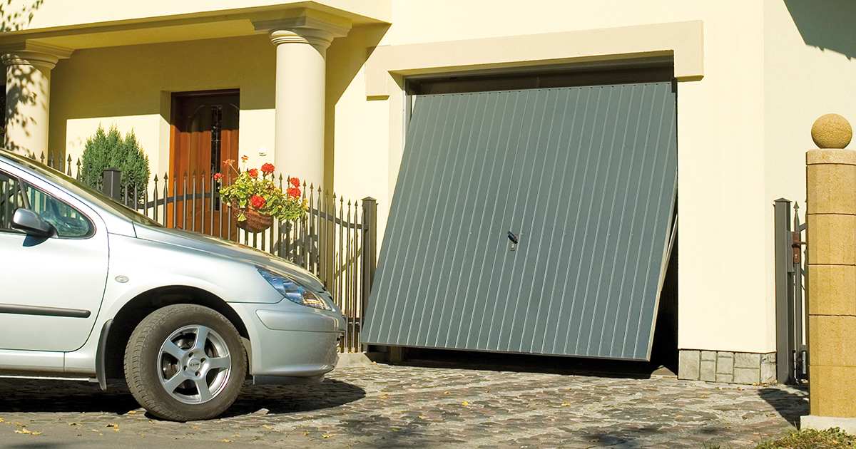 One piece garage door color moss green